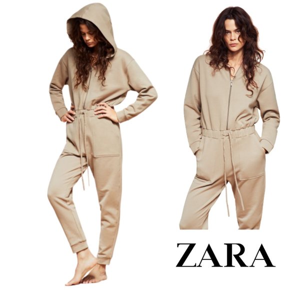 Zara Pants - Zara Cream Sweatsuit Jumpsuit